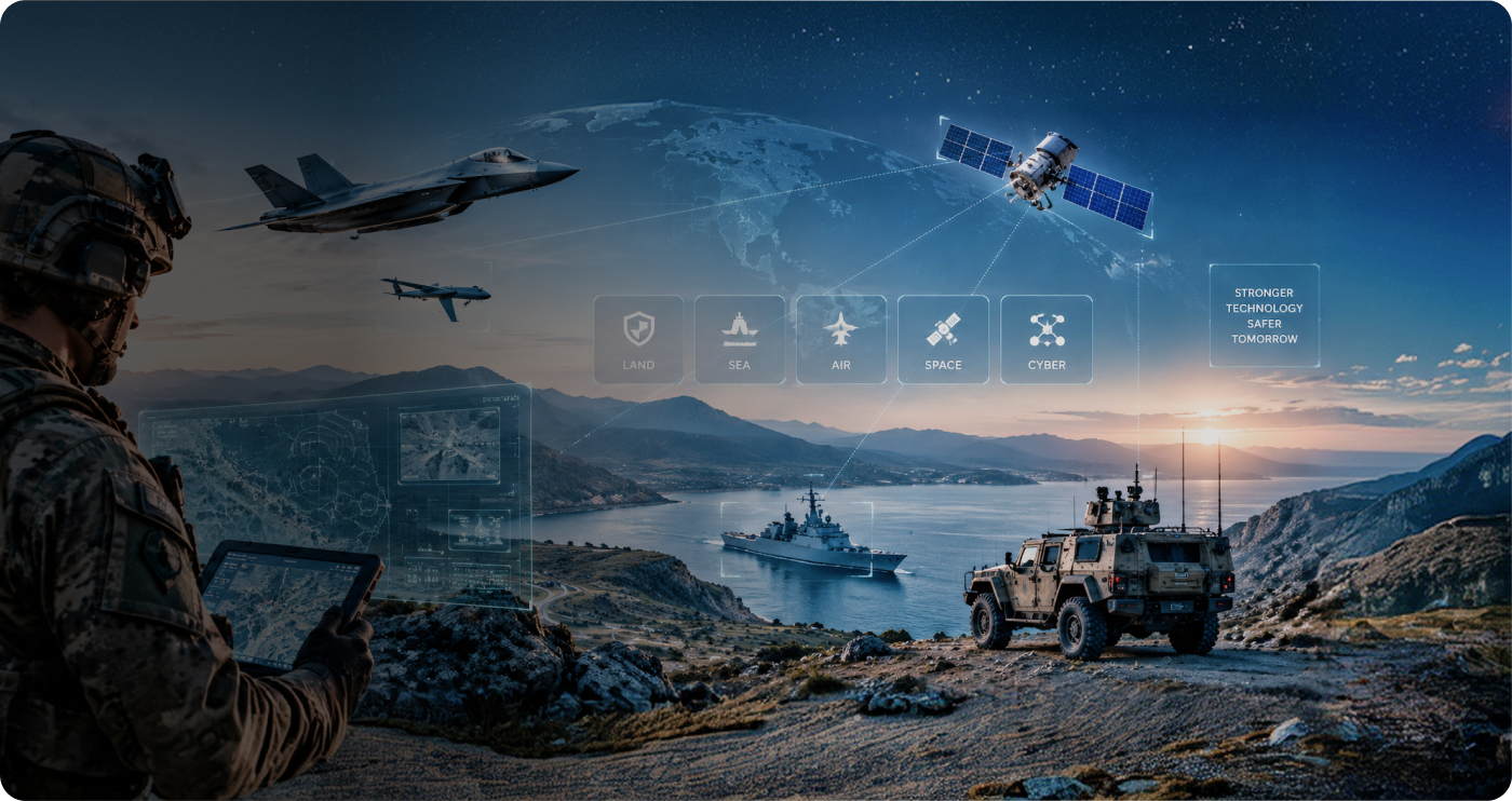 Defence, maritime and air systems at dusk