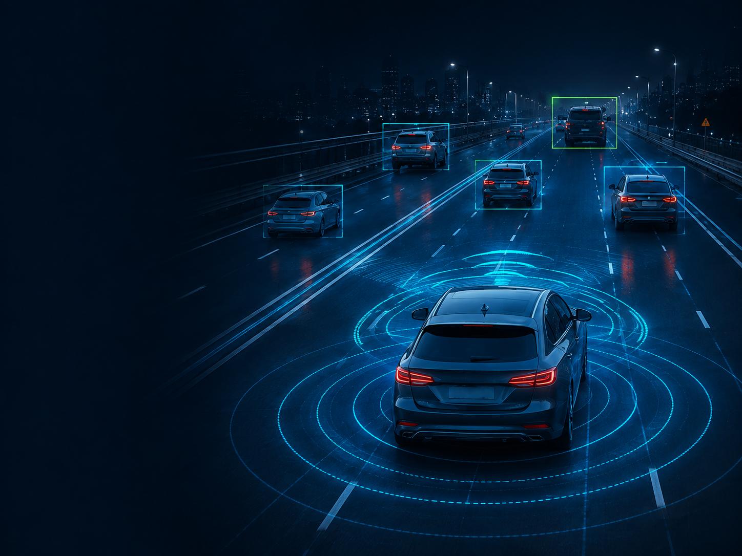 Autonomous vehicle sensing traffic on a highway
