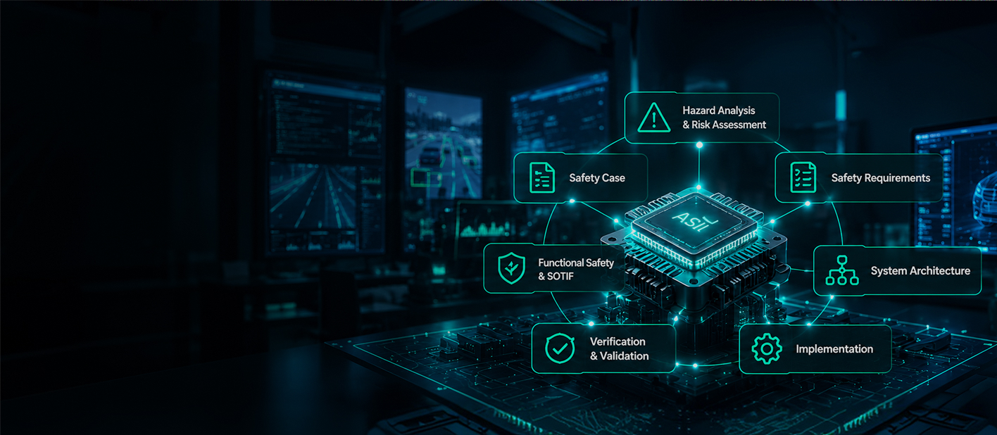 Functional safety process around an automotive chip in an engineering lab
