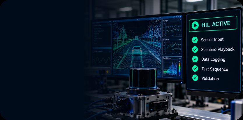 Hardware-in-the-loop lidar bench test