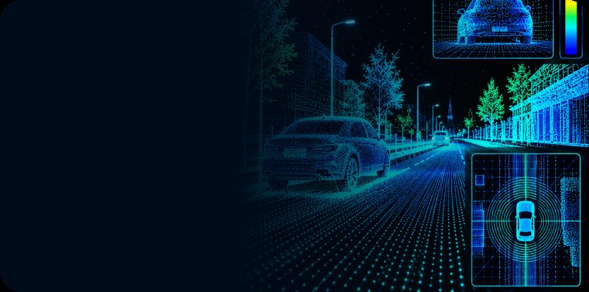 Lidar point cloud of a road scene