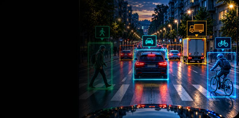 Detected road users in a lidar scene