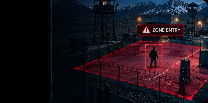Restricted zone outlined on a video feed