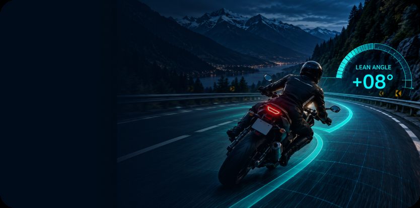 Motorcycle leaning through a curve